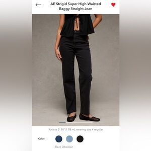 American Eagle Outfitters Black Straight Leg Jeans Size 6 Short